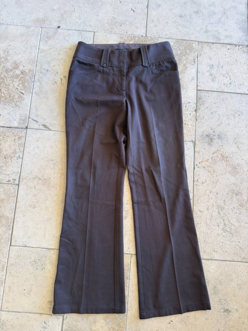Vintage BCBG Y2K flared business casual pants size 2 dark brown color twill